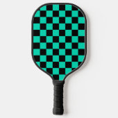 Groen zwart geruit controlepatroon pickleball paddle (Achterkant)