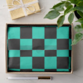 Groen zwart geruit controlepatroon tissuepapier (Geschenk)