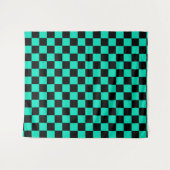 Groen zwart geruit controlepatroon wandkleed (Voorkant (horizontaal))