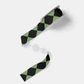 Groen Zwart Geruit Diamant Patroon Grosgrain Lint (Achterkant)