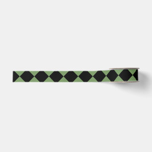 Groen Zwart Geruit Diamant Patroon Grosgrain Lint