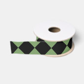 Groen Zwart Geruit Diamant Patroon Grosgrain Lint (Spoel)