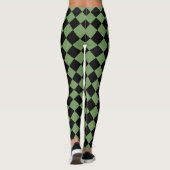 Groen Zwart Geruit Diamant Patroon Leggings (Achterkant)