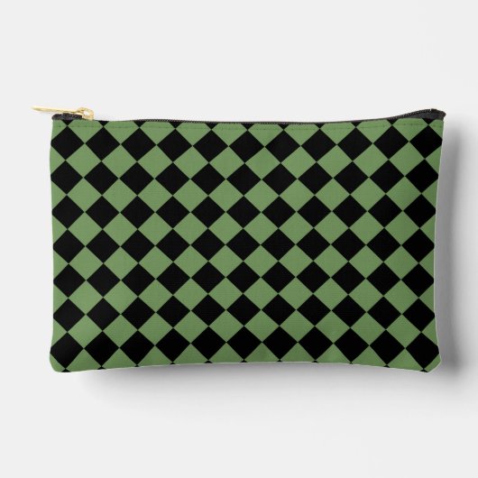 Groen Zwart Geruit Diamantpatroon Klein Etui (Voorkant)