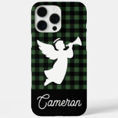Groen & zwart geruit met engel en eigen naam Case-Mate iPhone case (Achterkant)
