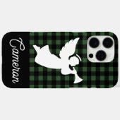 Groen & zwart geruit met engel en eigen naam Case-Mate iPhone case (Achterkant (horizontaal))