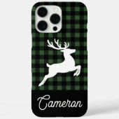 Groen & zwart geruit met rendier en eigen naam Case-Mate iPhone case (Achterkant)