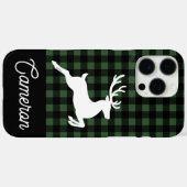Groen & zwart geruit met rendier en eigen naam Case-Mate iPhone case (Achterkant (horizontaal))
