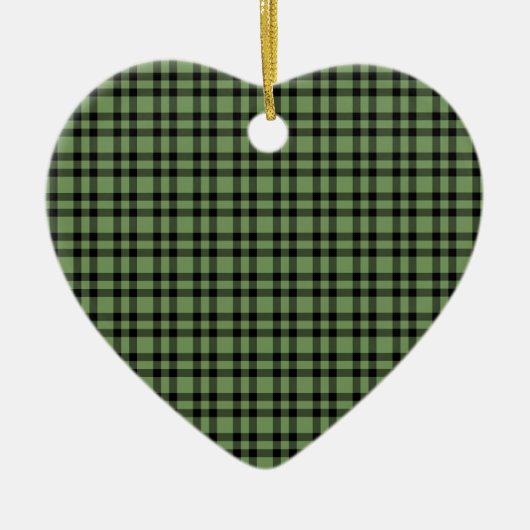 Groen zwart geruit patroon keramisch ornament (Voorkant)