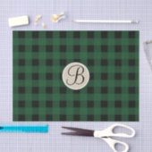 Groen zwart geruite Checker rustiek Monogram Initi Tissuepapier (Craft)