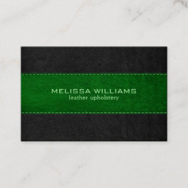 Groen & zwart gestikt lederen textuur visitekaartje