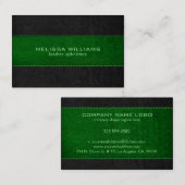 Groen & zwart gestikt  lederen textuur visitekaartje (Voorkant / Achterkant)