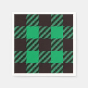 Groen Zwart Gingham Buffalo Plaid Boerderij Servet