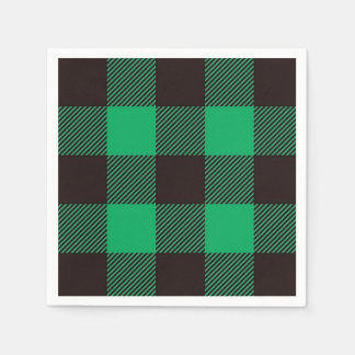 Groen Zwart Gingham Buffalo Plaid Boerderij Servet
