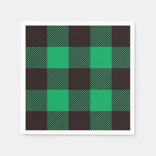 Groen Zwart Gingham Buffalo Plaid Boerderij Servet (Voorkant)