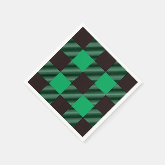 Groen Zwart Gingham Buffalo Plaid Boerderij Servet (Hoek)