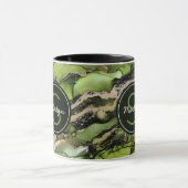 Groen zwart Gold Abstracte douanenaam Mok (Midden)