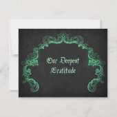 Groen Zwart Gotisch Bruiloft Bedankkaart (Voorkant)
