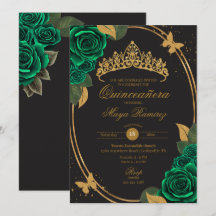 Groen Zwart Goud Glitter Butterfly Quinceañera