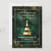 Groen Zwart Goud Modern Kerstavond Feest Feestdagenkaart (Voorkant)
