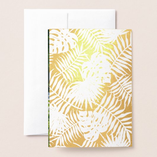 Groen Zwart Goud Palm Bladeren Bruiloft Uitnodigin Folie Kaarten (Met envelop)