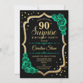 Groen Zwart Goud Verrassing 90ste Verjaardag Kaart (Voorkant)