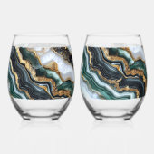 Groen Zwart Goud Wit Geode Wijnglas Zonder Voet (Voorkant)