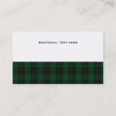 Groen & Zwart Graham Tartan Plaid Custom Visitekaartje (Achterkant)