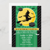 Groen Zwart Grijs Heks Halloween Uitnodiging (Voorkant / Achterkant)
