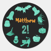 Groen zwart Halloween verjaardag Ronde Sticker (Voorkant)