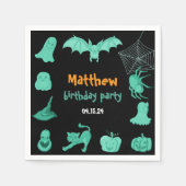Groen zwart Halloween verjaardagsfeestje Servet (Voorkant)