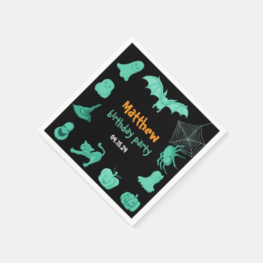 Groen zwart Halloween verjaardagsfeestje Servet (Hoek)