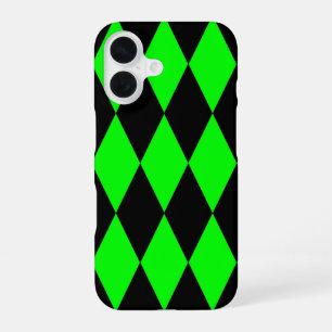 Groen Zwart Harlekijn Diamanten Dammen Design iPhone 16 Hoesje