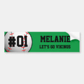 Groen zwart honkbalteam bumpersticker (Voorkant)