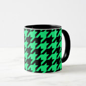 Groen Zwart Houndstooth Schotse ruit Mok (Voorkant rechts)