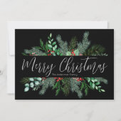 Groen zwart kerstfeest feestdagenkaart (Voorkant)