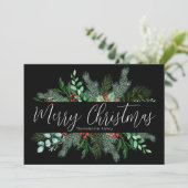 Groen zwart kerstfeest feestdagenkaart (Staand voorkant)