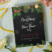 Groen Zwart Kerstfeest Uitnodiging