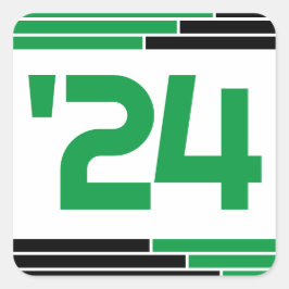 Groen & Zwart Klasse van '24 Afstuderen Vierkante Sticker