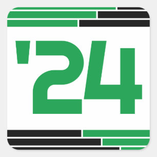 Groen & Zwart Klasse van '24 Afstuderen Vierkante Sticker