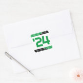 Groen & Zwart Klasse van '24 Afstuderen Vierkante Sticker (Envelop)