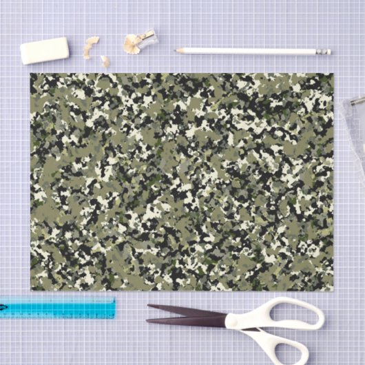 Groen Zwart Koel Camouflagepatroonprint Tissuepapier (Craft)
