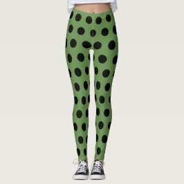 Groen Zwart Ladybird Kostuum Vlekken Retro Leggings