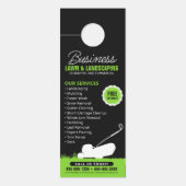 Groen Zwart Lawn Landscaping Service Lawncare Mow Deurhanger (Voorkant)