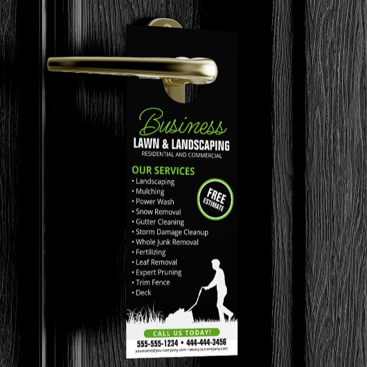 Groen Zwart Lawncare Landscaping Grasmaaien Deurhanger