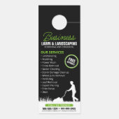 Groen Zwart Lawncare Landscaping Grasmaaien Deurhanger (Achterkant)