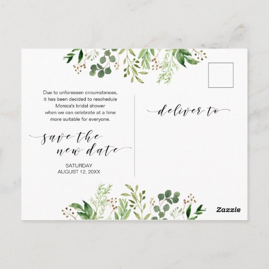 Groen, Zwart lettertype, Uitnodiging bruidsfeest v (Achterkant)