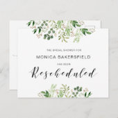 Groen, Zwart lettertype, Uitstel Bruidsmeisjesfees Briefkaart (Voorkant / Achterkant)