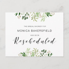 Groen, Zwart lettertype, Uitstel Bruidsmeisjesfees Briefkaart