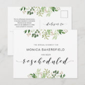 Groen, Zwart lettertype, Uitstel Bruidsmeisjesfees Briefkaart (Voorkant / Achterkant)